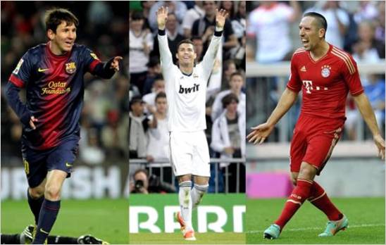 El mejor jugador de Europa saldr entre Messi, Ronaldo y Ribry