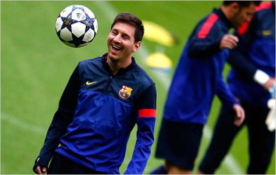 Messi entren� en M�nich de cara al juego ante el Bayern